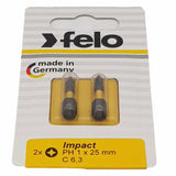 Felo 02201241 Phillips #1 x 25 mm Impact Bit - 2 Pieces