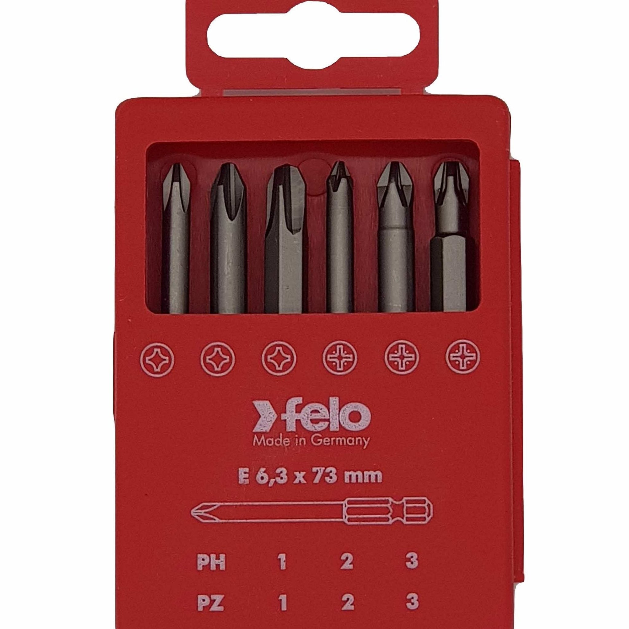 Felo 03291716 Profi Bit Box 6 Bits x 73 mm, Phillips/Pozidriv