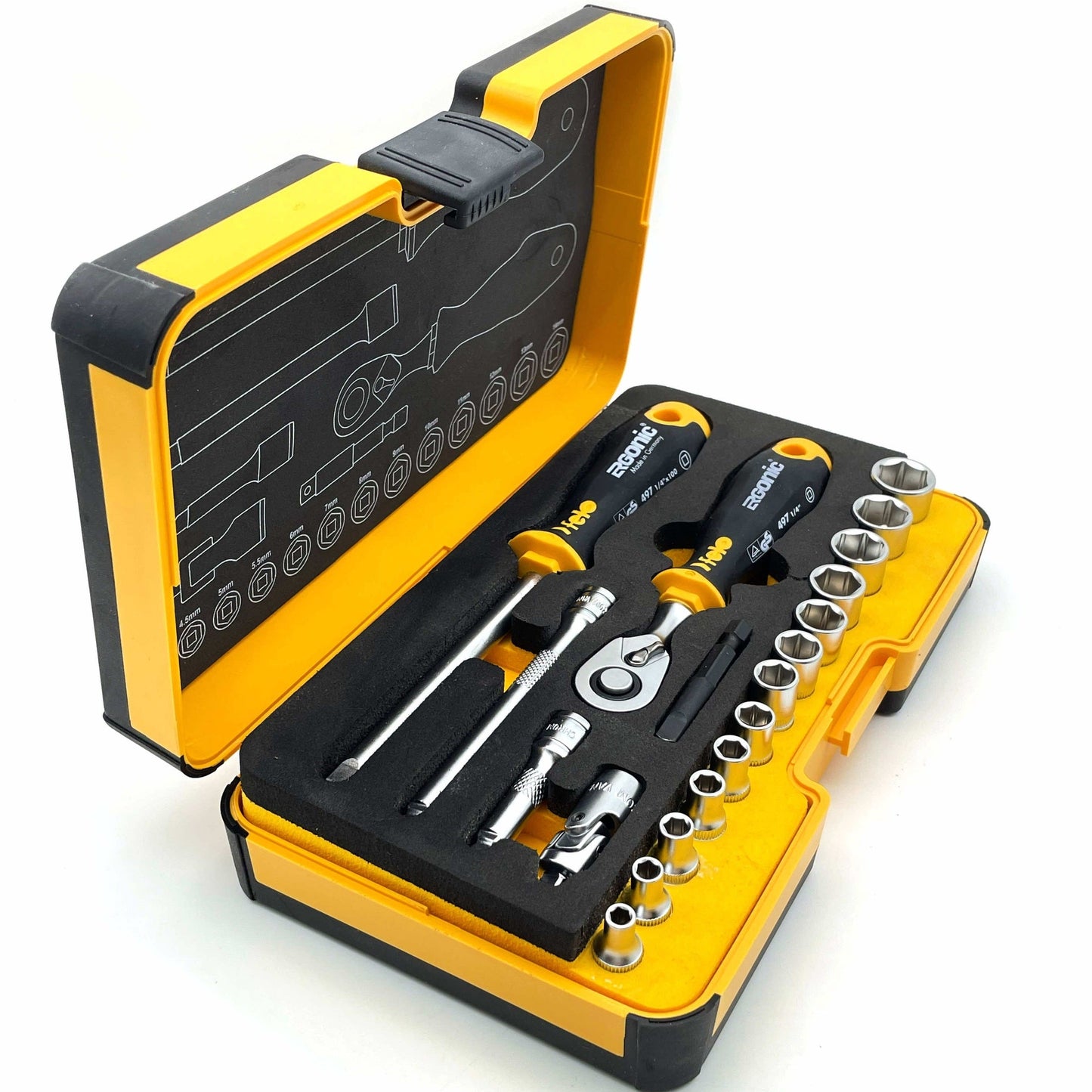 Felo 05781906 R-GO Box Sockets, Ergonic Ratchet, Metric - 19pc
