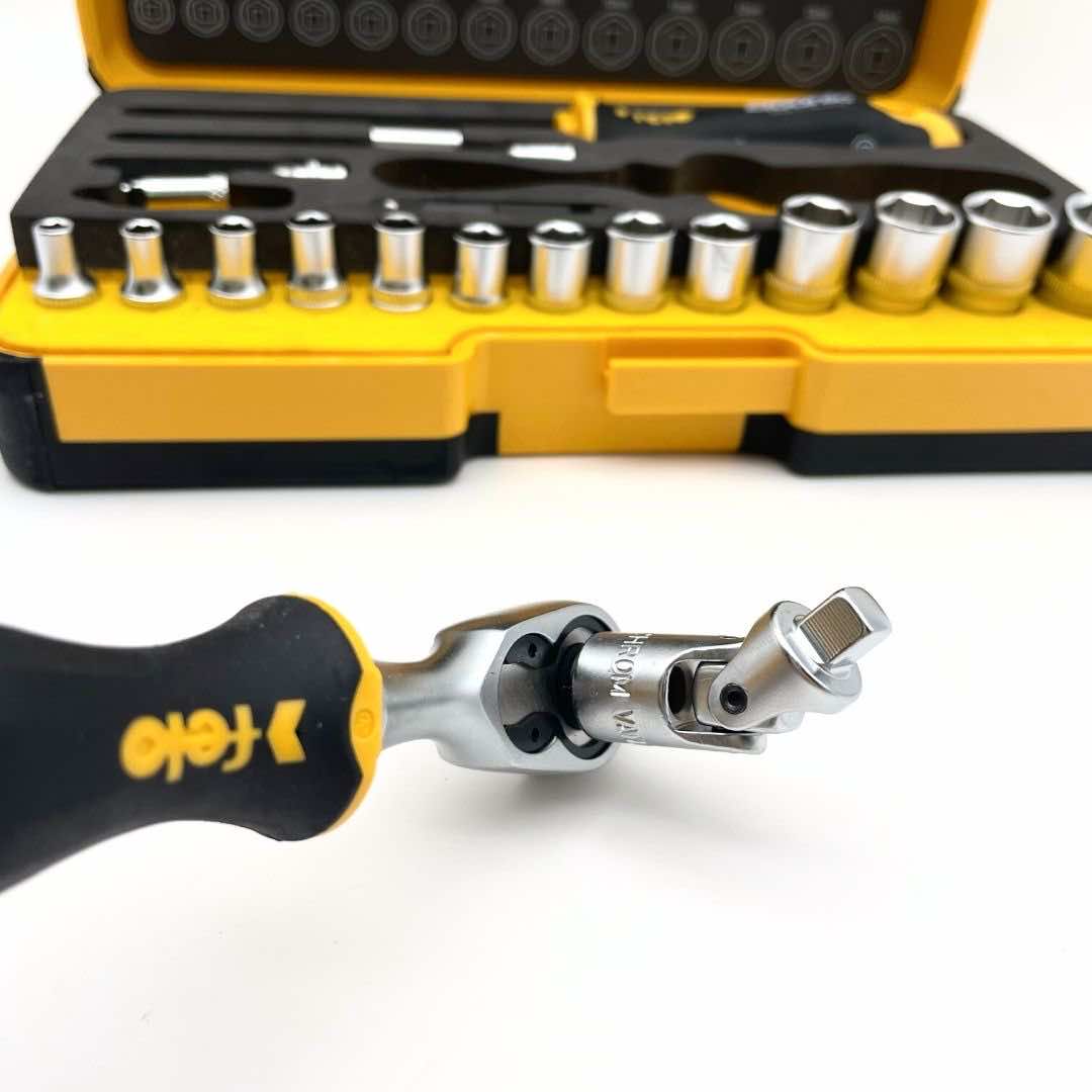 Felo 05781906 R-GO Box Sockets, Ergonic Ratchet, Metric - 19pc