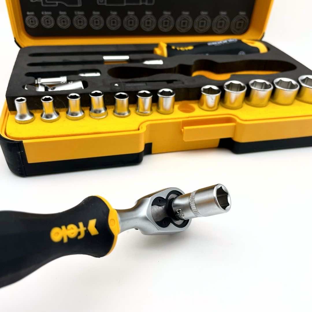 Felo 05781906 R-GO Box Sockets, Ergonic Ratchet, Metric - 19pc