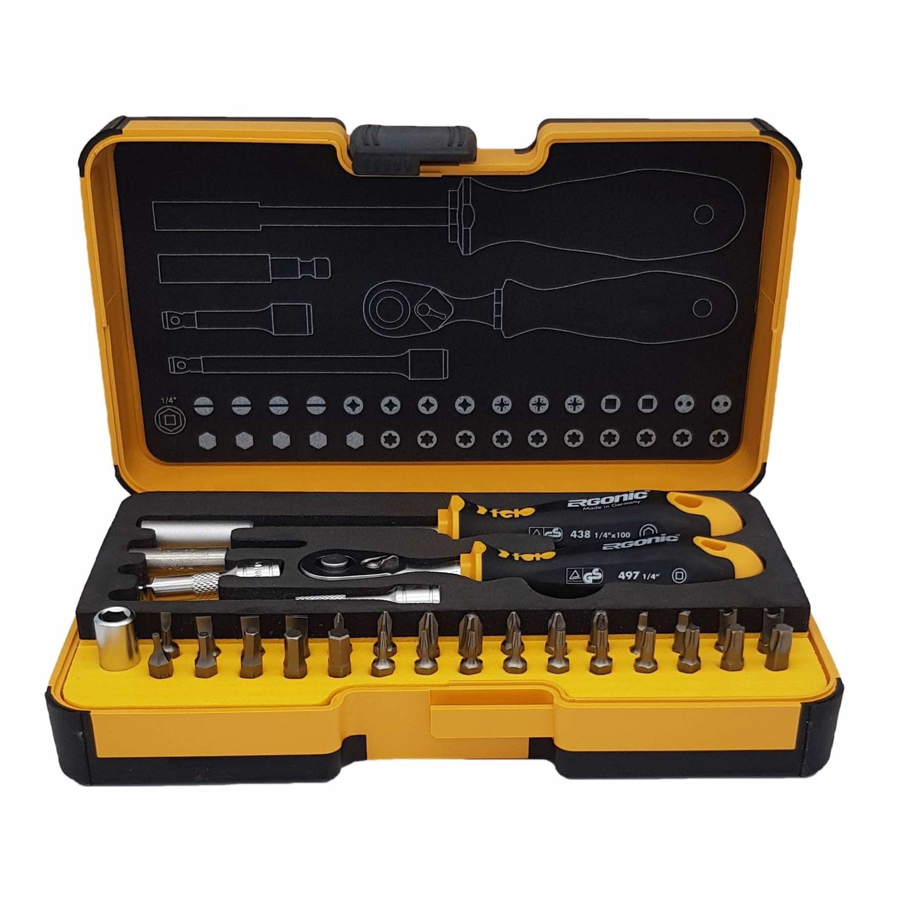 Felo 05783606 R-GO Box SL, Hex, PH, PZ, TX, SQ Bits Ratchet, Bit Holder - 36 pc