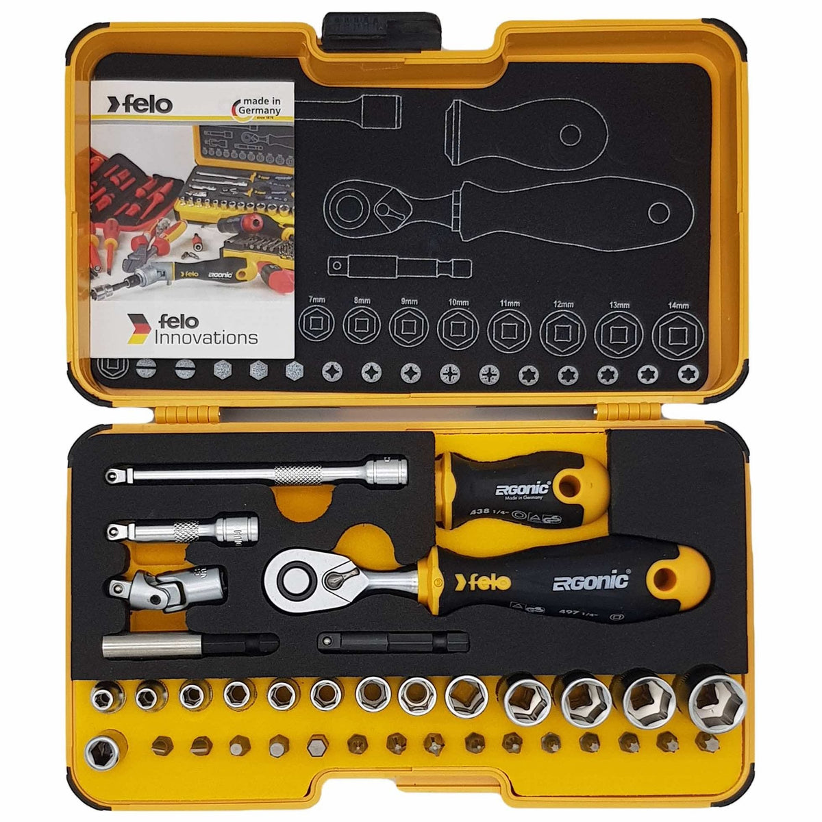 Felo Socket Kit Felo 05783616 R-GO XL 36 piece Box Sockets, Bits Ergonic Ratchet, Metr ...