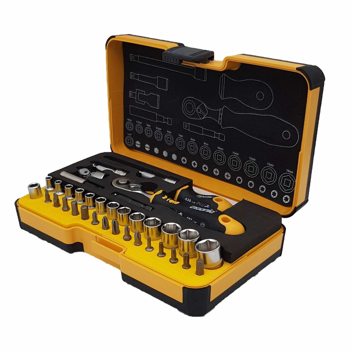 Felo Socket Kit Felo 05783616 R-GO XL 36 piece Box Sockets, Bits Ergonic Ratchet, Metr ...
