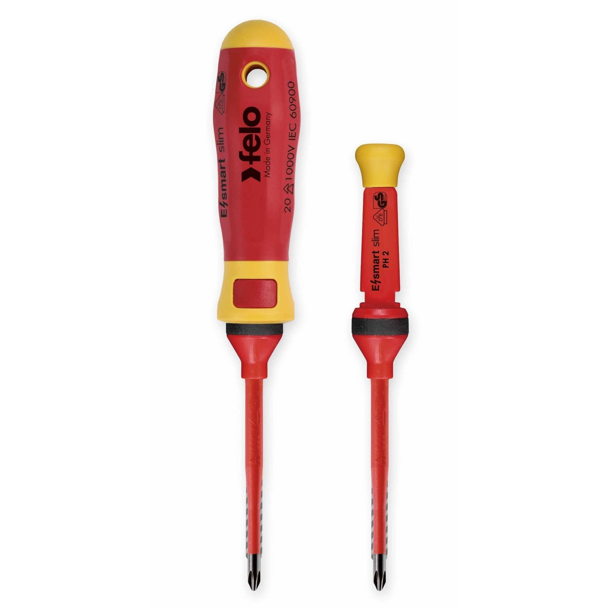 Felo 06381206 E-Smart Slim 12-piece Set - Slotted, Phillips, Pozidriv, Torx Tip Insulated Blades with 2 Handles