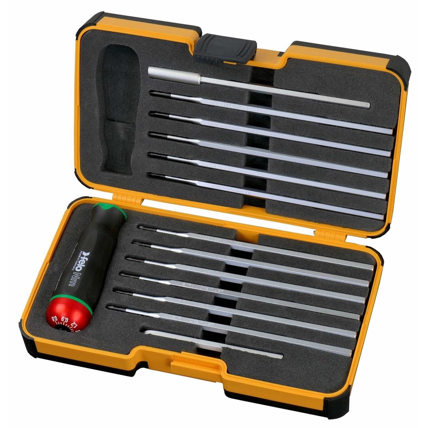 Felo 10099116 Screwdriver With Adjustable Torque NM Series 0.6-1.5 Nm & Attachments, 12 Pcs