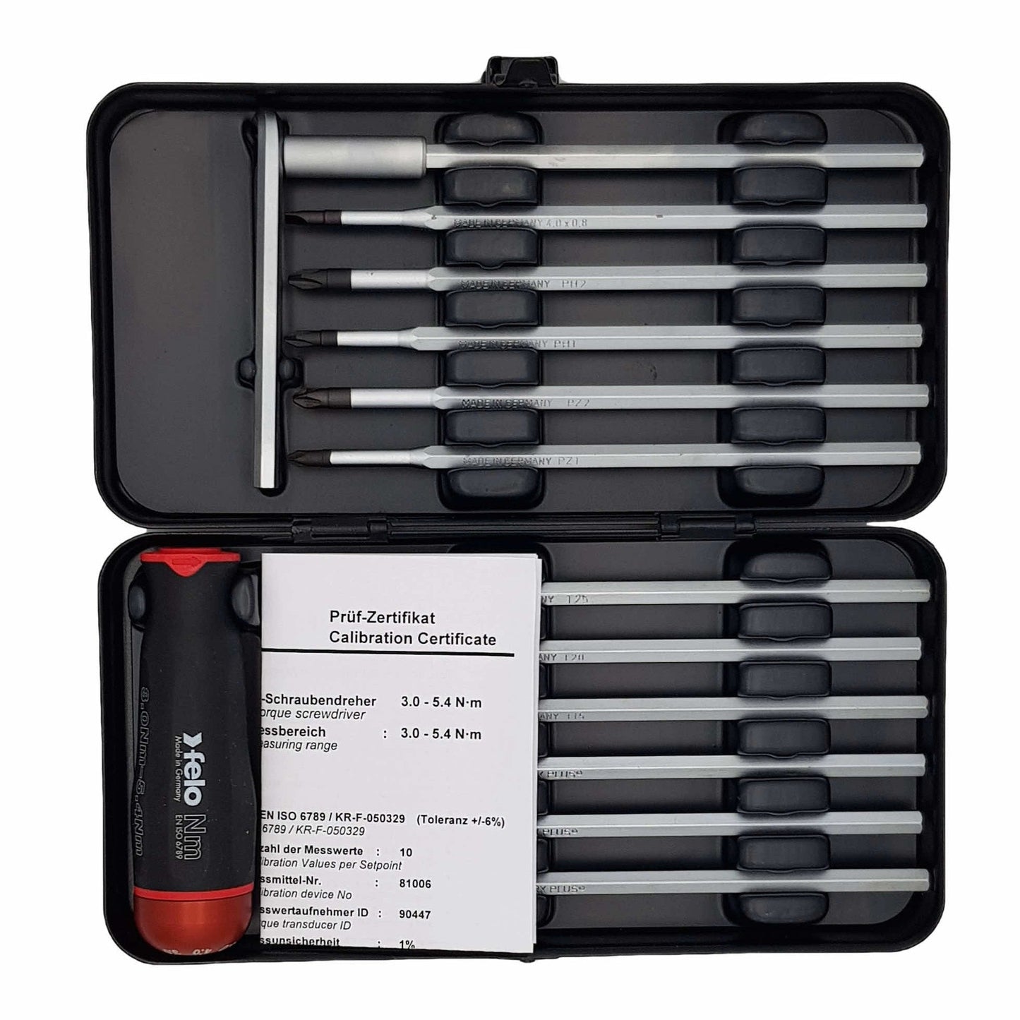 Felo 10099316 Torque Adjustable Screwdriver NM Series 3.0–5.4 Nm, Bit Set, 12 pcs