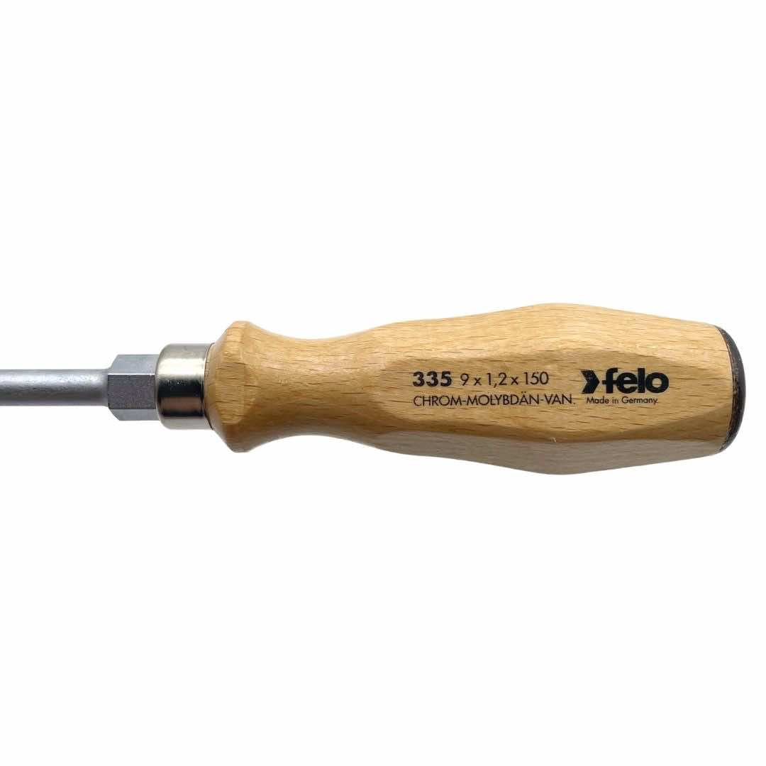 Felo 33512090 12 x 200mm Wood Handle Slotted Screwdriver