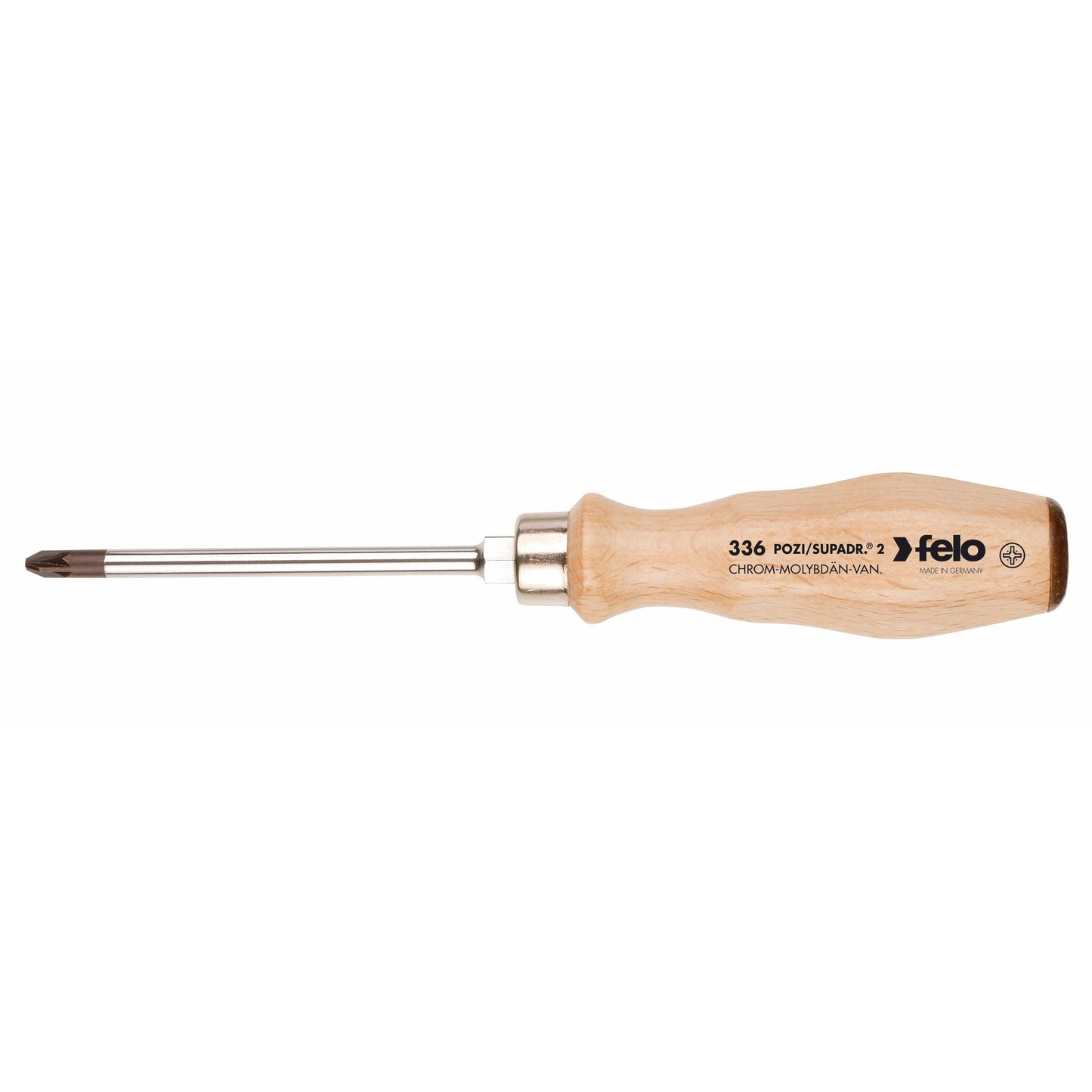 Felo 33595298 Wood Handle Slotted & Pozidriv Screwdriver Set, 5 Pieces