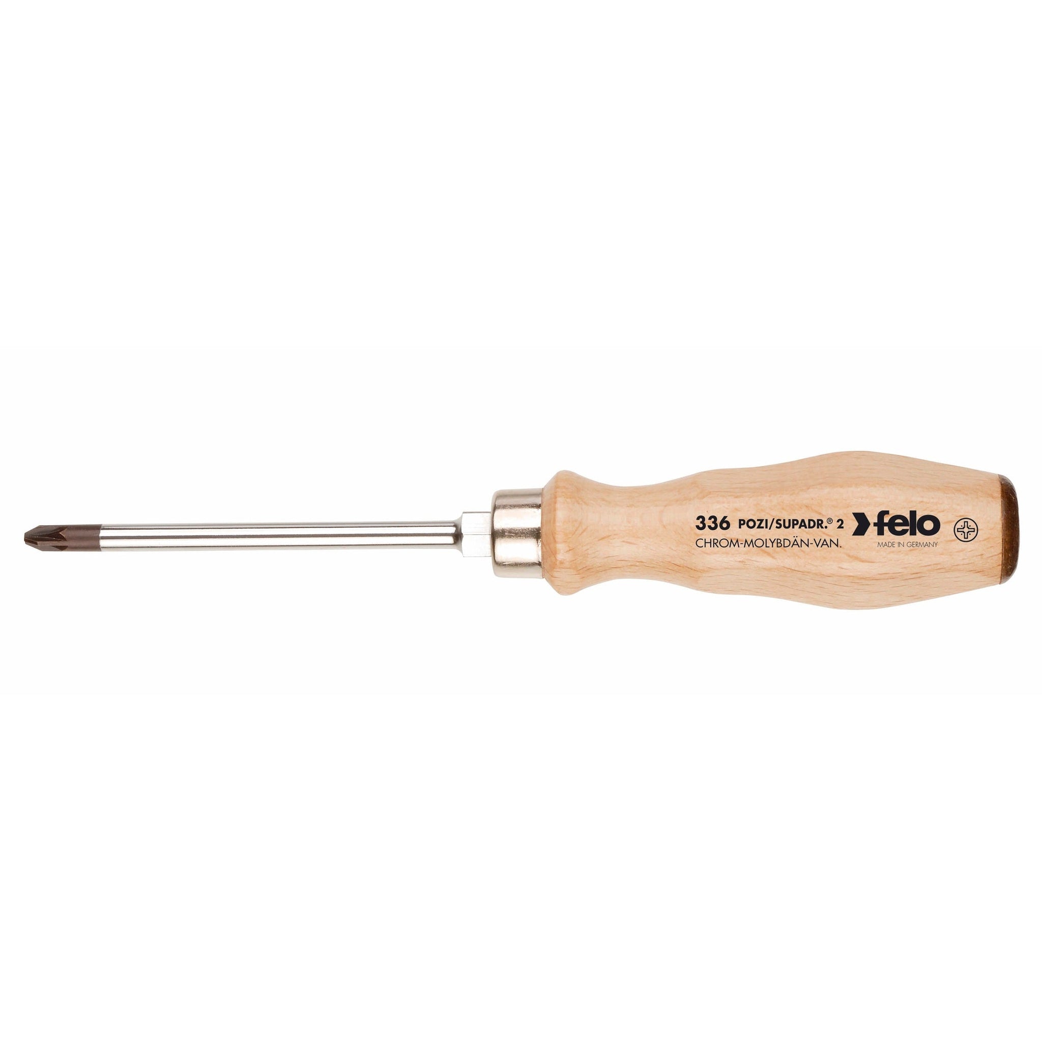 Felo 33595298 Wood Handle Slotted & Pozidriv Screwdriver Set, 5 Pieces