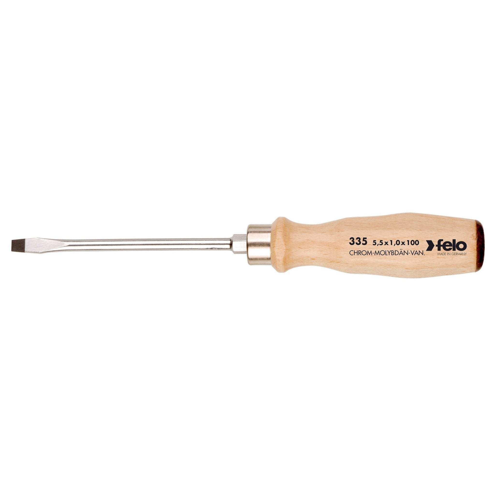 Felo 33595298 Wood Handle Slotted & Pozidriv Screwdriver Set, 5 Pieces