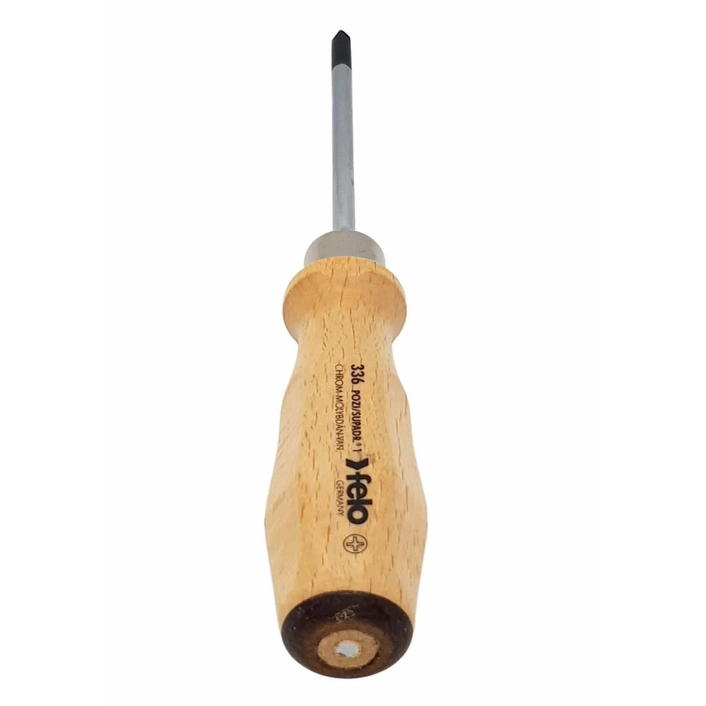 Felo 33610290 #1 x 80mm Wood Handle Pozidriv Screwdriver