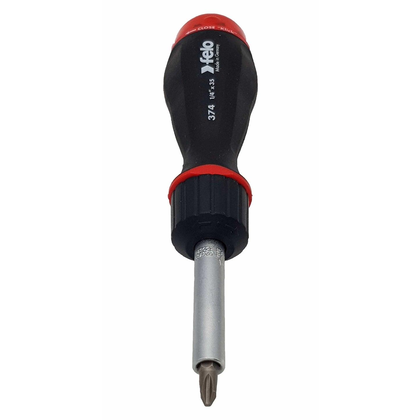 Felo 37420405 Magazine Handle Ratcheting Bitholder, SL/PZ/PH/Torx, 181 mm, 8 Pieces