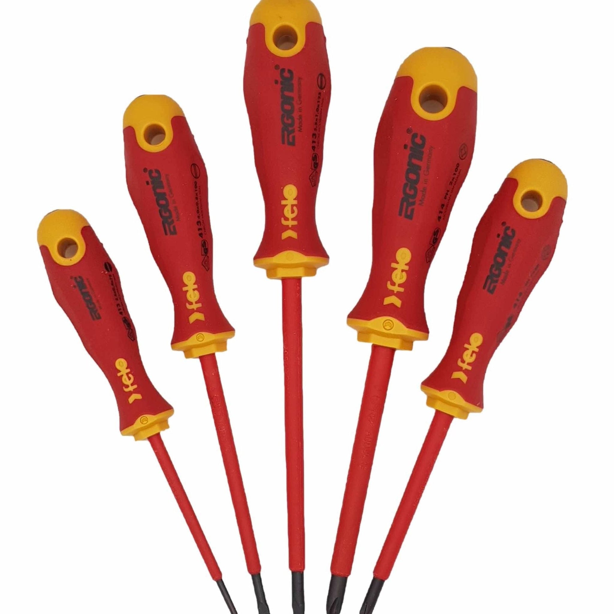 Felo 41396398 Ergonic VDE Insulated Slotted/Phillips Screwdriver Set, 6 Pieces