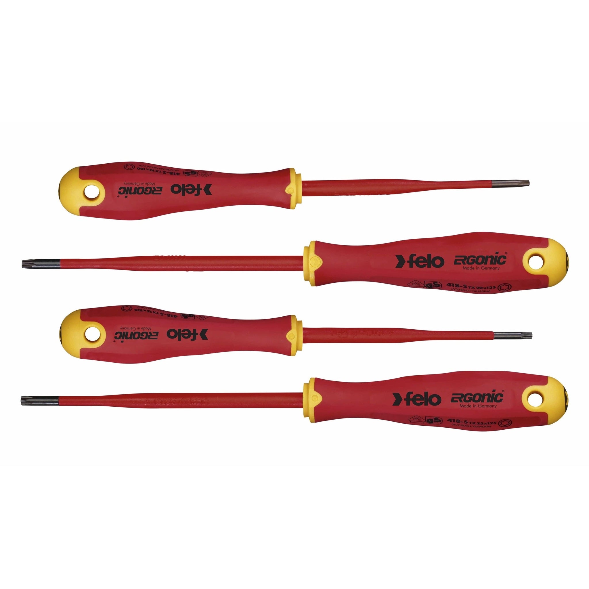 Felo 41884198 Ergonic E-SLIM VDE TORX Screwdriver Set, 4pcs