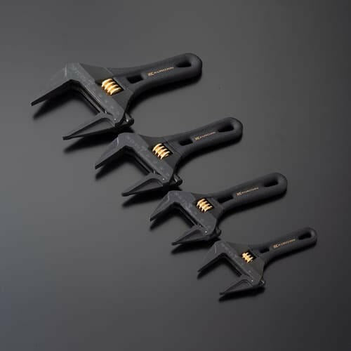 Fujiya Kurokin FLS-32-BG Short Shank Adjustable Wrench with Serrations
