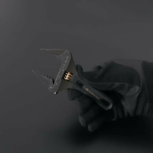 Fujiya Kurokin FLS-43-BG Lightweight Short Adjustable Wrench with Serrated Jaws