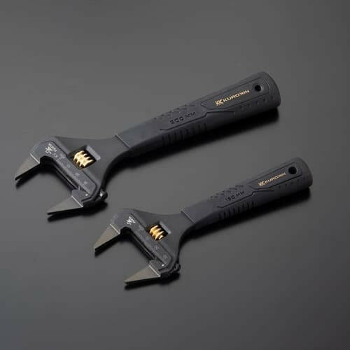 Fujiya Kurokin FLT-34-BG Slim Jaw Adjustable Wrench with Grip Handle