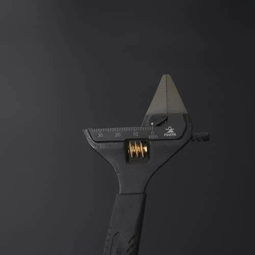 Fujiya Kurokin FLT-38-BG Slim Jaw Adjustable Wrench with Grip Handle