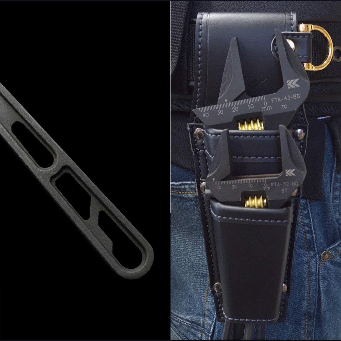 Fujiya Kurokin FTS-43-BG Lightweight Short Adjustable Wrench