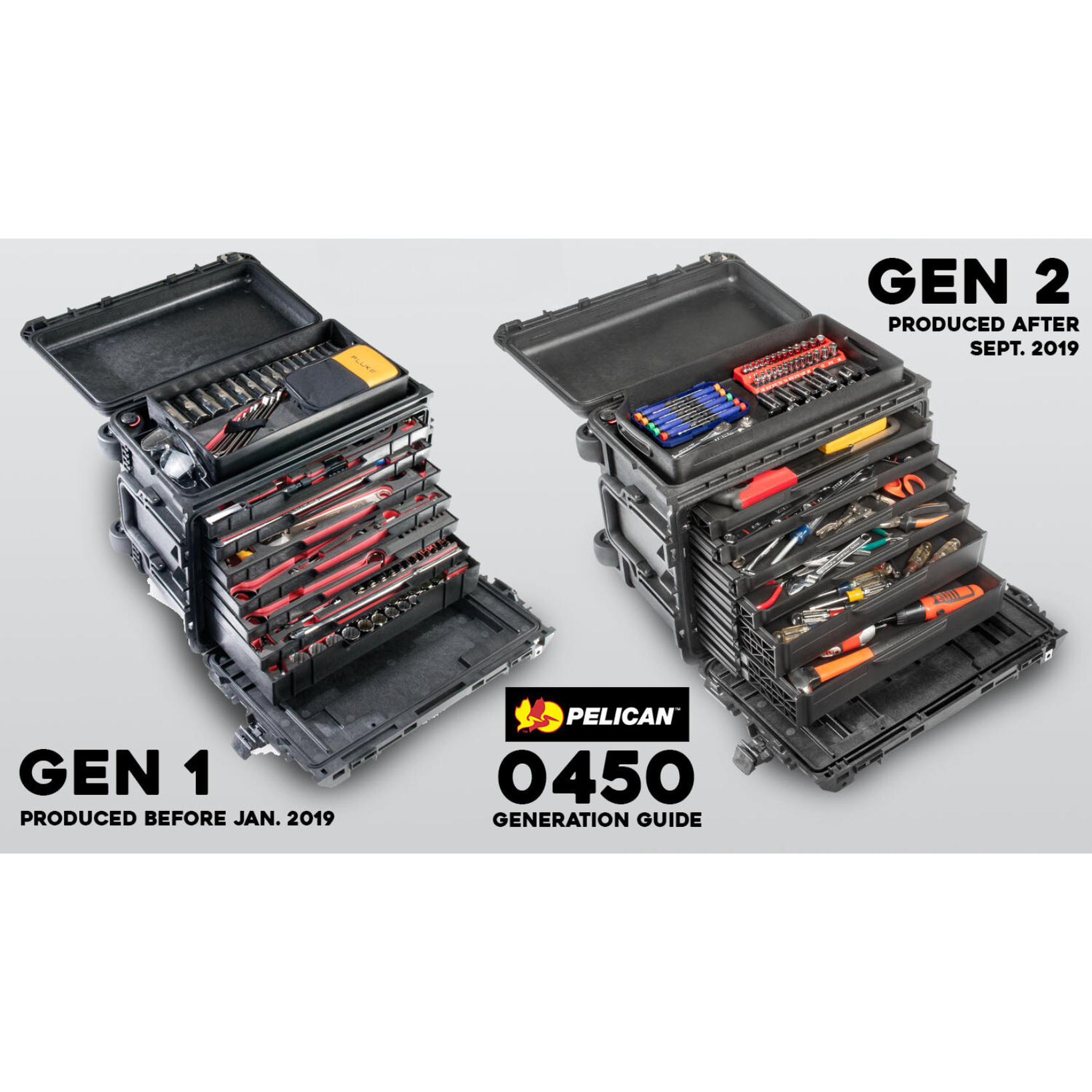 Gen 2 TOP TRAY Pelican 0450 Mobile Tool Box - Kaizen Inserts
