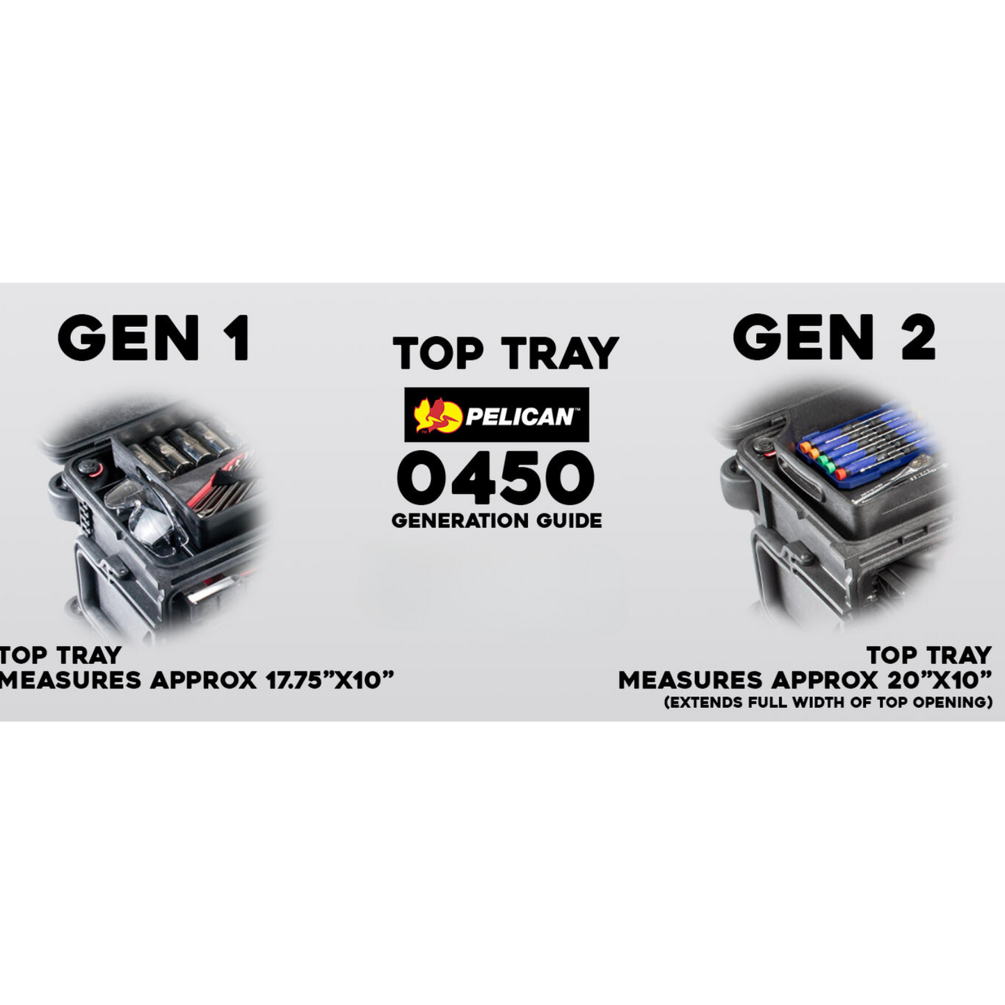 Gen 2 TOP TRAY Pelican 0450 Mobile Tool Box - Kaizen Inserts