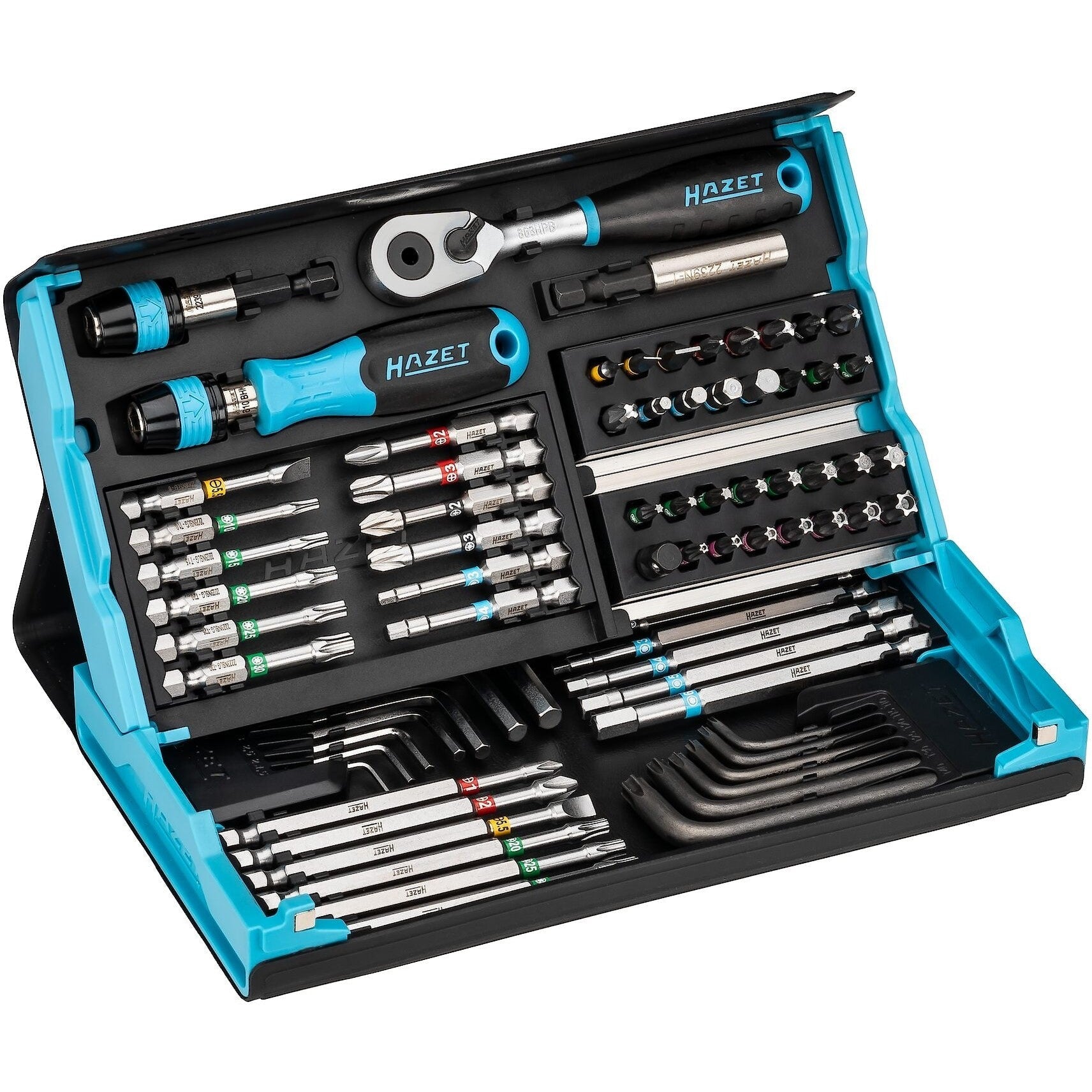 Hazet 2200SC-31 - SmartCase Bit Set with Ratchet, 1/4" Drive, 73 Pieces