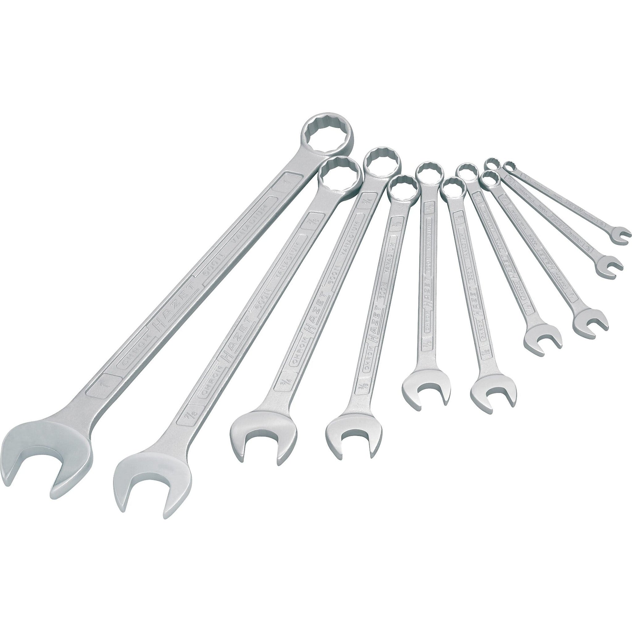 Hazet 600NA/10 12 Point Combination Wrench Set 10 pc SAE