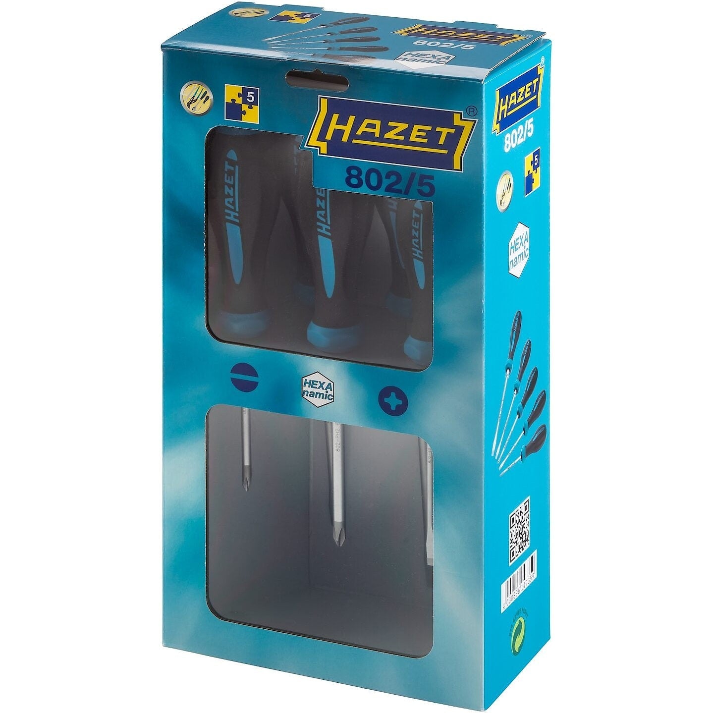 Hazet 802/5 5 Pc Hexanamic Premium Screwdriver Set - Slotted and Phillips