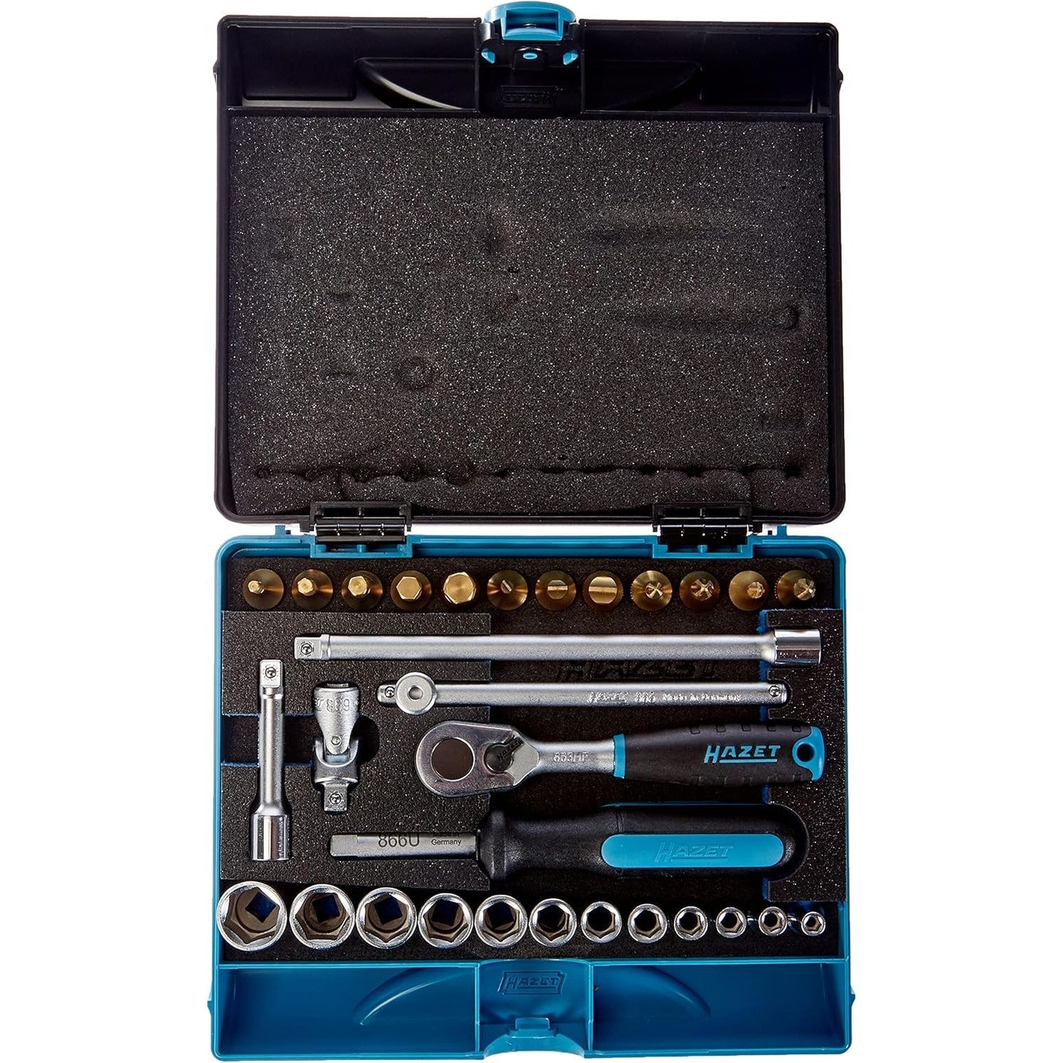 Hazet 854 1/4" 30 Pc Socket and Bit Titanium-Nitride Set