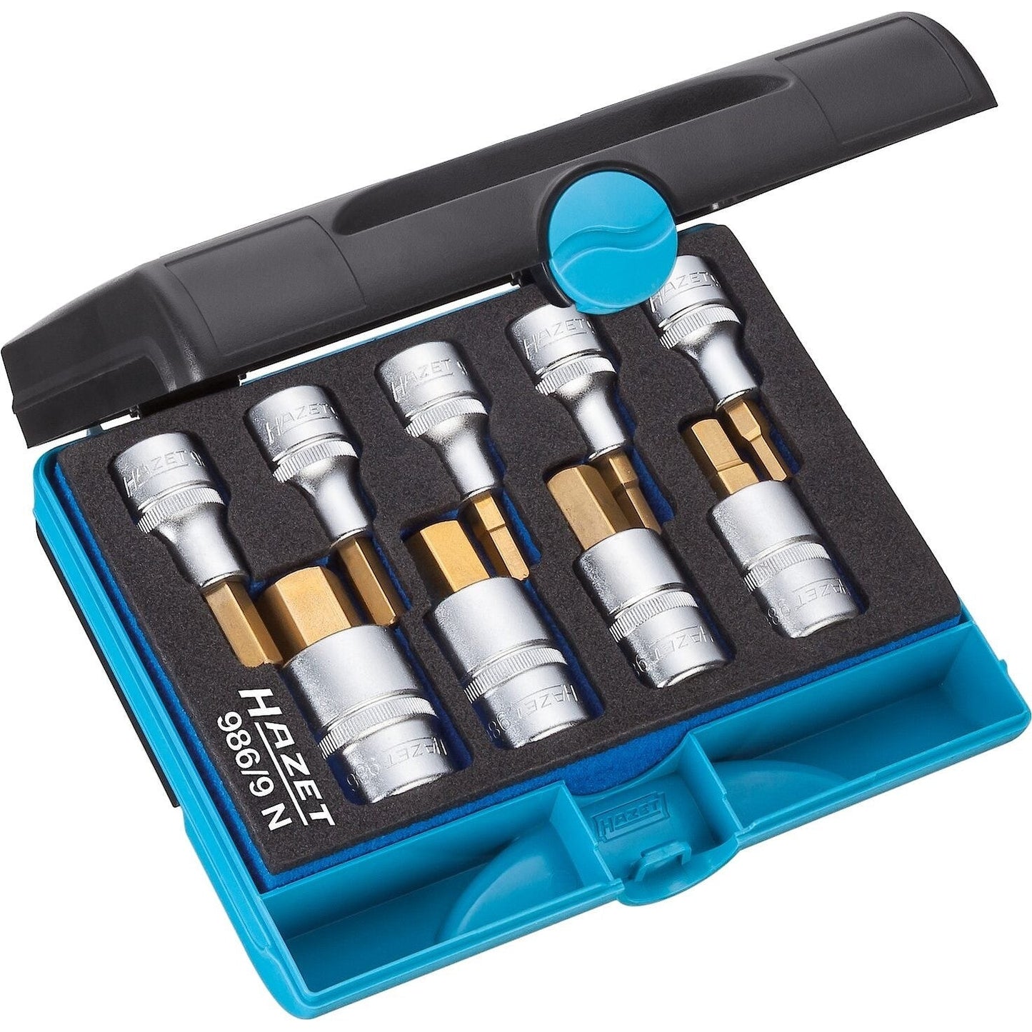 Hazet 986/9N 9 Pc 1/2" Hex Titanium-Nitride Socket Set 5-17mm