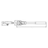 Ko-Ken 3774NL 3/8 Sq. Dr. Ratchet Handle 24 teeth Locking Flexible Head Length 265mm Metal Handle