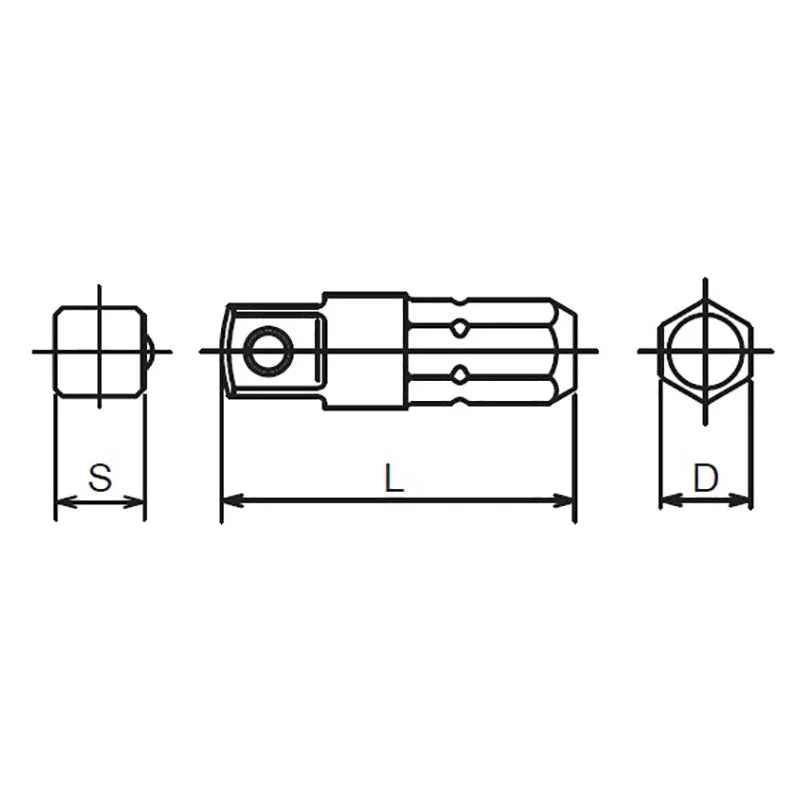 Koken 108A.25-1/4B - 1/4 Hex Dr. Adaptor 1/4 Square Length 25mm
