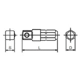 Koken 108A.25-1/4B - 1/4 Hex Dr. Adaptor 1/4 Square Length 25mm