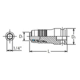 Koken 13142-D6.3 - 3/8 Sq. Dr. Adaptor 1/4 For 1/4H Bit Length 45mm Locking Quick release
