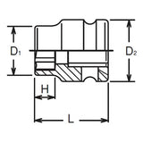 Koken 14401MS-17 - 1/2 Sq. Dr. Thin Wall 6-Point Impact Metric Socket 17mm