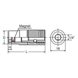 Koken 165LM.45-10 - 1/4 Hex Dr. Slide Socket 10mm 6 point Length 45mm Ring Magnet