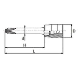 Koken 2000Z.28-1 - 1/4 Sq. Dr. Bit Socket PH1 Length 28mm Z-series