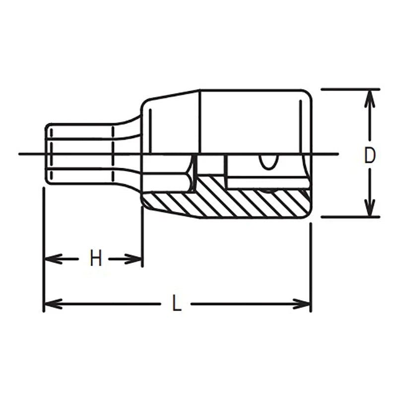 Koken 2010M.25-8 - 1/4 Sq. Dr. Bit Socket 8mm Hex Length 25mm