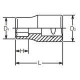 Koken 2400M-10 - 1/4" Sq Drive 6 point chrome Metric Socket 10mm