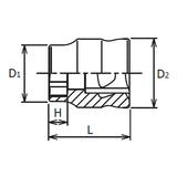 Koken 2400MZ-7 1/4 Sq. Dr. Z-Series 6 point chrome Metric Socket 7mm