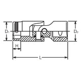 Koken 2441M-10 - 1/4" Sq Drive Universal NUT GRIP Socket - 10mm