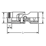 Koken 2441M-8 - 1/4 Sq Drive Universal NUT GRIP Socket