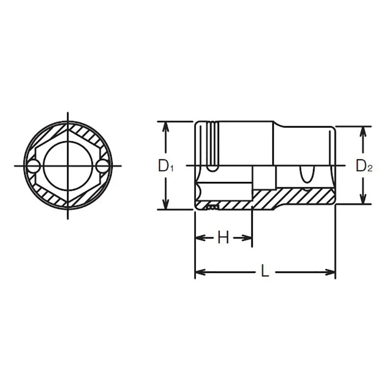 Koken 2450MS-10 - 1/4" Sq Drive Short NUT GRIP Socket - 19mm Length