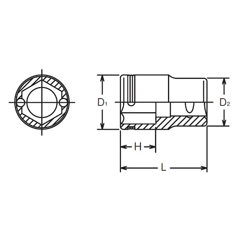 Koken 2450MS-8 - 1/4" Sq Drive Short NUT GRIP Socket