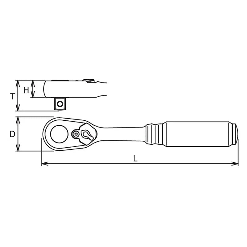Koken 2725Z-3/8 L160 - 1/4" Body 3/8" Sq. Dr. Ratchet 72 teeth Length 160mm Z-series