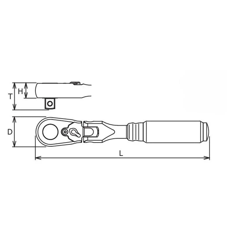 Koken 2726Z-3/8 - 3/8" Sq Drive Ratchet Handle 72 teeth Flexible Head, 114mm Length, Z-series