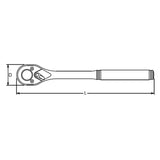 Koken 2753NB - 1/4 Sq. Dr. Ratchet Handle 20 teeth Push Button Length 115mm Metal Handle