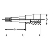 Koken 3010M.38-10 - 3/8 Sq. Dr. Bit Socket 10mm Hex Length 38mm