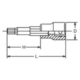 Koken 3010M.38-9 - 3/8 Sq. Dr. Bit Socket 9mm Hex Length 38mm